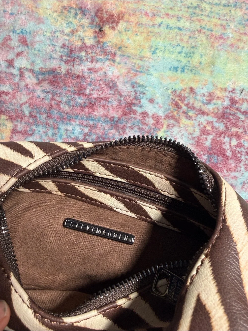 Steve Madden Brown and Cream Zebra Shoulder Bag with Chain Handle